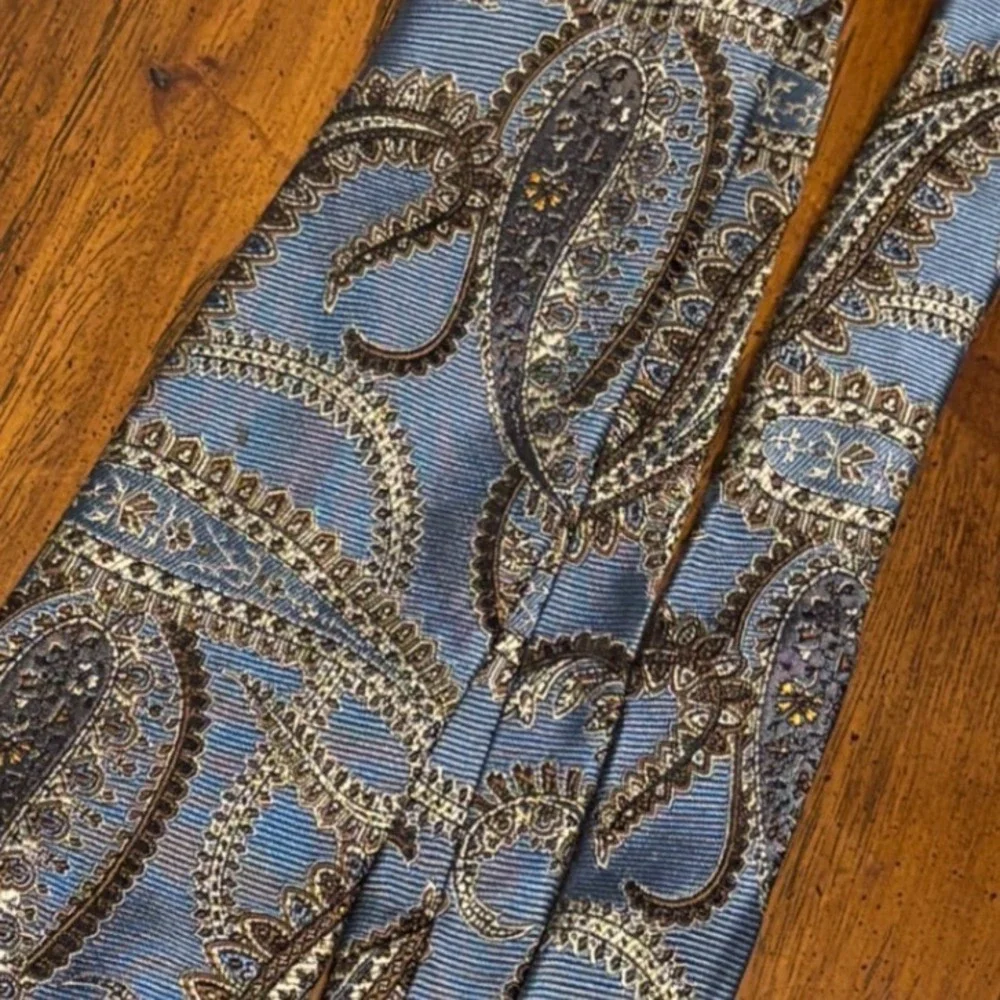 Robert Talbott Best of Class Nordstrom Mens Blue Brown Paisley Silk Tie 60x3.5
